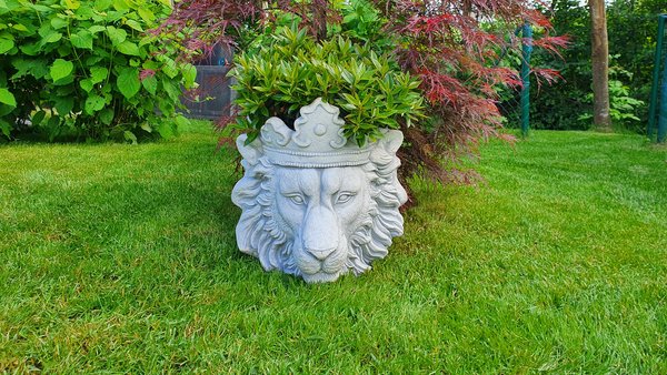 Planter lion's head made of cast stone