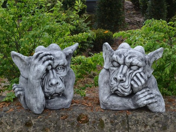 Two large Gargoyle busts