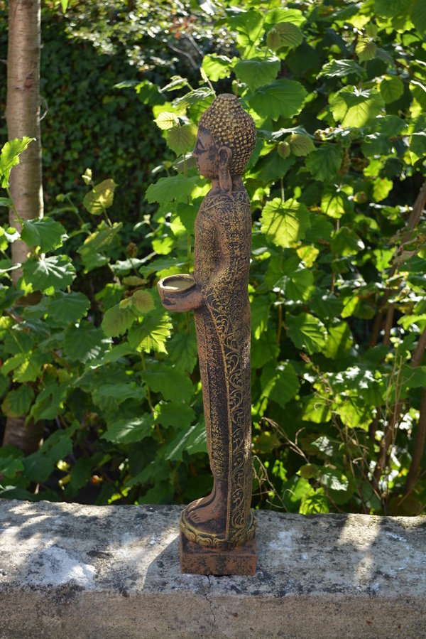 Schmale Buddha-Figur in exklusiven Bronze-Tönen