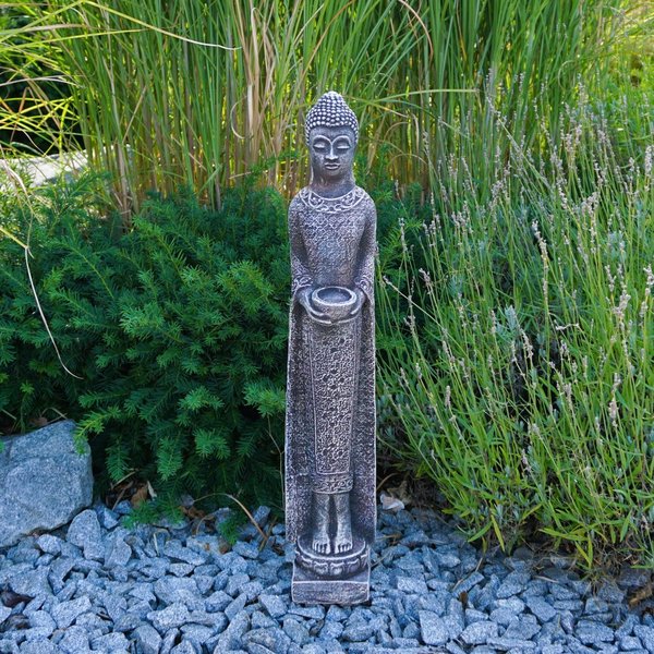 Schmale Buddha-Figur in antiker Farbgebung