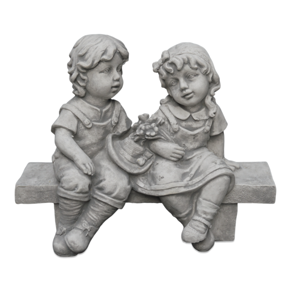 Zwei Kinder-Figuren auf der Bank