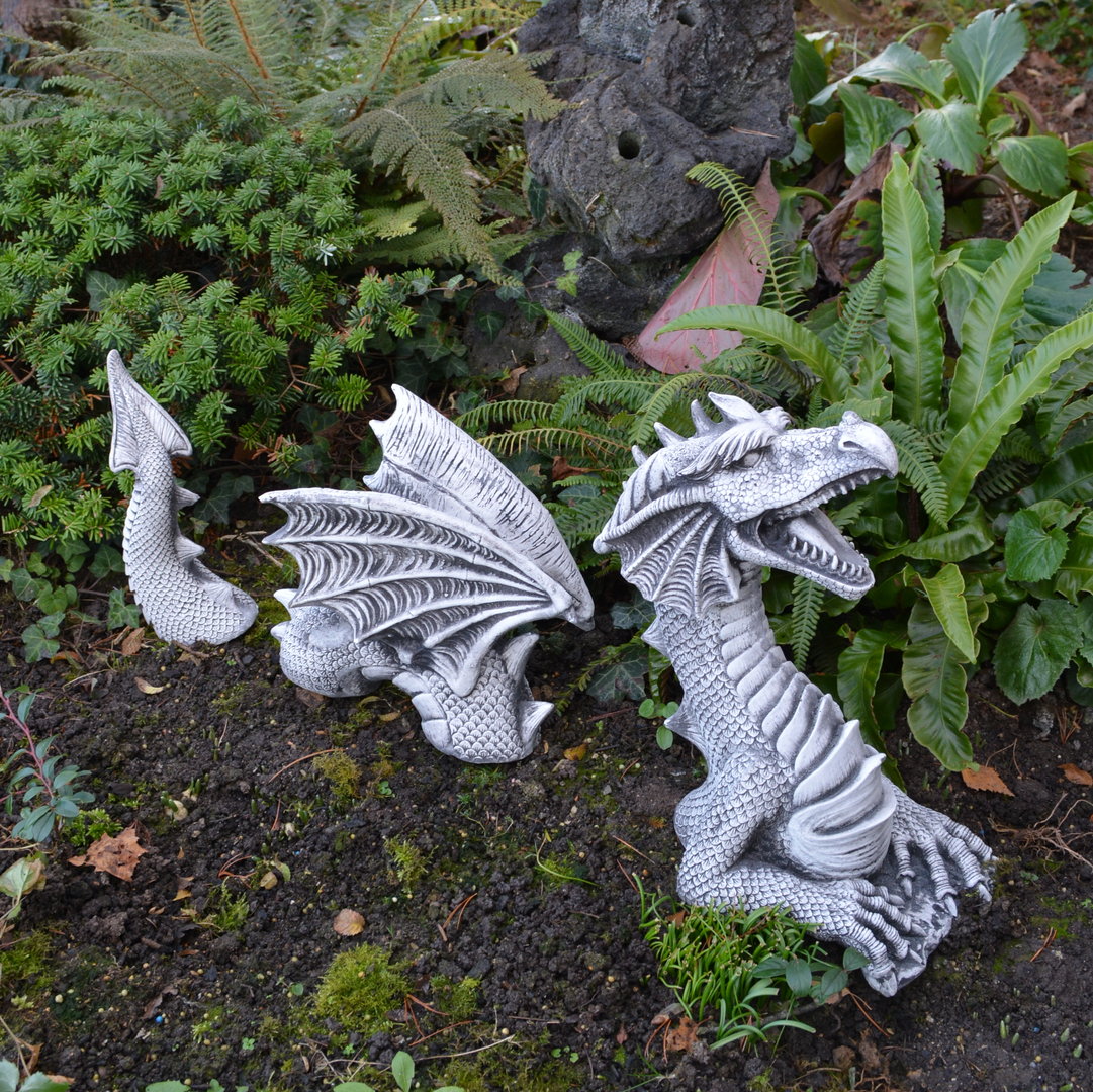 Sonderangebot Lustiges Dinosaurier Set 3 massive Steinfiguren Drachen Steinguss 