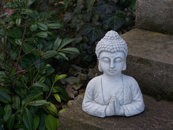 Buddha bust with namaste gesture