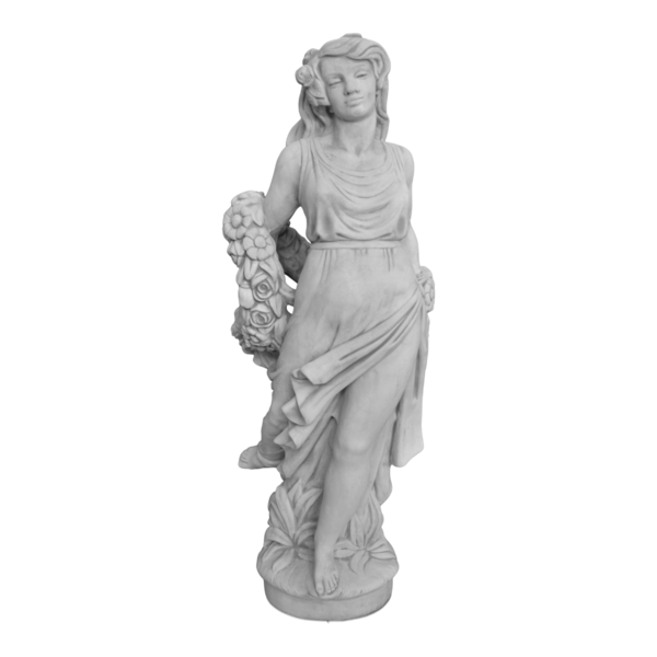 Große Frauen-Statue mit Blumenkranz
